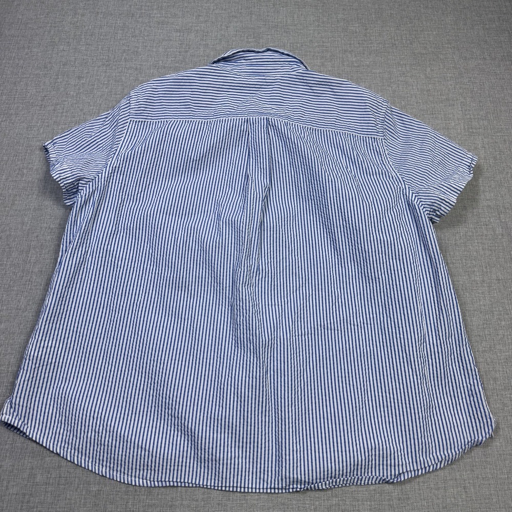 L.L. Bean Seersucker Button-Up Womens XL Petites Blue Striped Collared Cotton - Picture 9 of 10